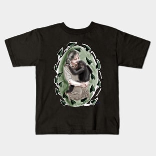 Tattoo Design Monkey Lover Jane Goodall With Chimpanzee Kids T-Shirt